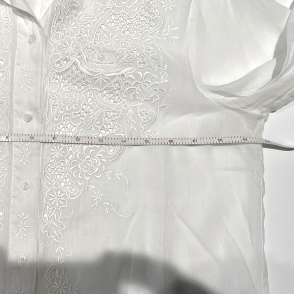 Zara crochet details button down white shirt size S - Picture 6 of 7